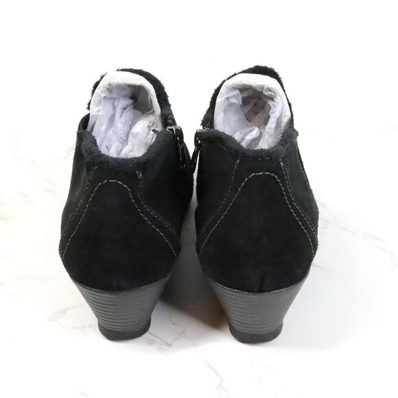 Sporto Women's 8M Draper Black Leather Suede Zip Slip On Wedge Ankle Booties - Picture 5 of 8